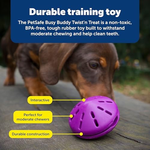 PetSafe Busy Buddy Twist 'n Treat Dispensing Dog Toy, Large | Twist Halves Apart for Quick Treats or Closer for a Challenge, Patented Treat Meter, Top-Rack Dishwasher Safe