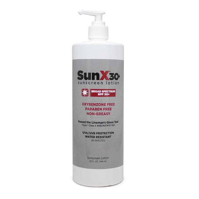 CoreTex Sun X 30+ SPF Broad Spectrum Sunscreen Lotion - 32oz Bottle of Paraben, Oxybenzone, Octinoxate, & Oil Free Sunscreen - No White Cast and Water Resistant Up to 80 Minutes