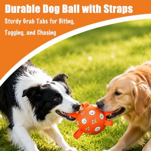 Dog Soccer Ball with Straps, 6 Inch Jolly Ball for Medium Dogs
