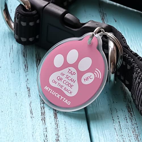 MYLUCKYTAG NFC&QR Code Personalized Dog Cat Tag, Online Pet Profile, Scan QR Receive Instant Pet Location Alert Email