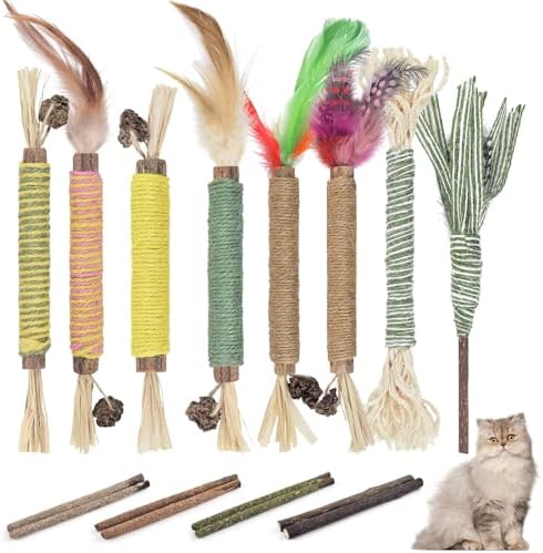 Bissap 16PCS Silvervine Chew Sticks, Catnip Chewing Toy for Cat Kitten