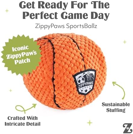 ZippyPaws SportsBallz Dog Squeaky Toys to Keep Them Busy - Basketball
