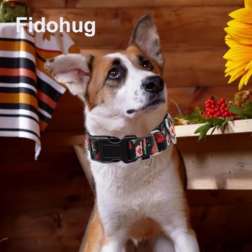 Martingale Collar for Dogs with Buckle No Pull, Black Floral, L