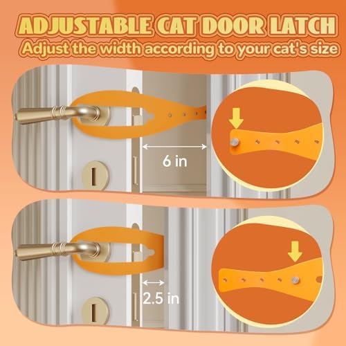 TGIOW Cat Door Latch, Cat Door Stopper Keep Open 2.5-6", 2 Pcs, Yellow | Keep Dogs Out of Litter Box and Food, Door Prop for Cats with 5 Adjustable Sizes, Door Plate Included, Pet Gate Alternative