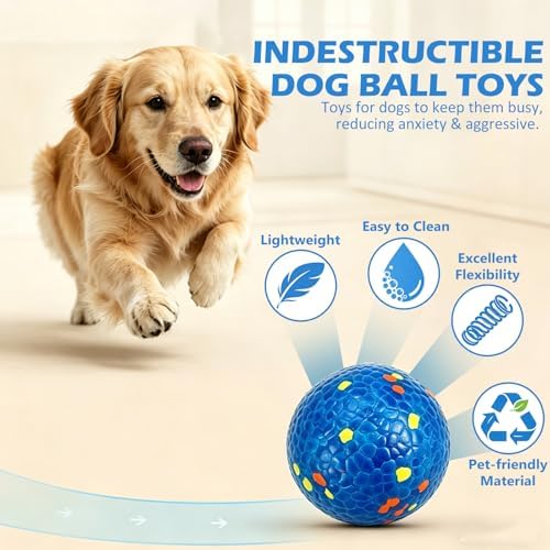 Dog Balls Tennis Balls for Dogs, Interactive Dog Toys for Aggressive Chewers, Dog Toy to Keep Them Busy, Puppy Chew Toys for Teething, Durable Dog Ball for Medium Small Dog (2.6")