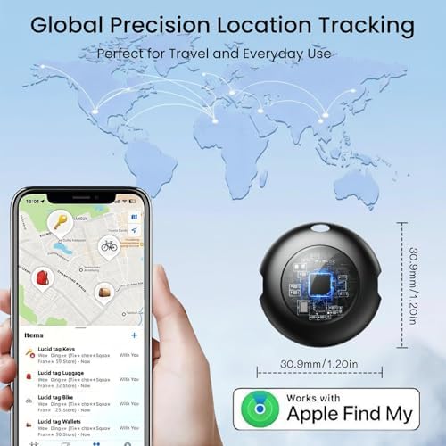 2 Pack MFi Certified Tracker Tags Work with Apple Find My iOS Only | Bluetooth Tracker Air Smart Locator Tags for Worldwide Tracking Waterproof for Luggage Bags Pet Wallet Backpack Key Finders