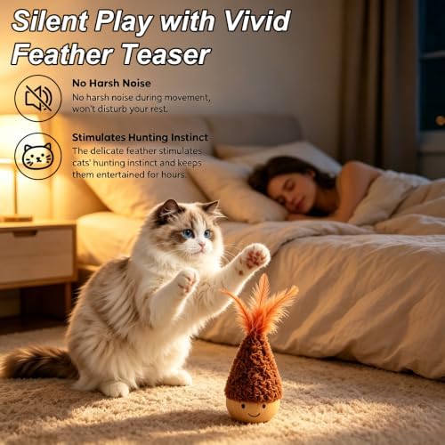 2Pcs Cat Self-Righting Wobble Toy, Interactive Feather Tumbler