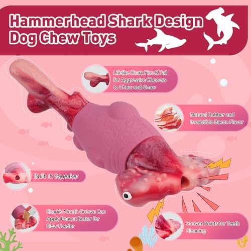 BIKIISEN Dog Toys for Aggressive Chewers, Squeaky Tough Chew Toys | Interactive Dog Chew Toys for Large Dogs, Dog Toys Keep Them Busy, Gift Toys for Medium/Large Breed (Pink)