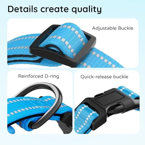 Upgraded AirTag Dog Collar, IP68 Waterproof Holder, Large Blue