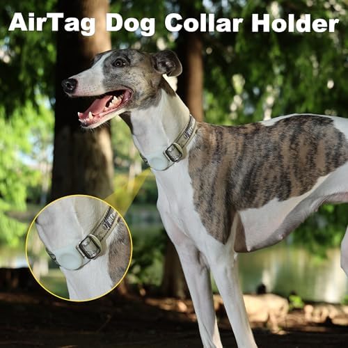 AirTag Dog Collar, Reflective Nylon, Metal Buckle, IP68, Dog Collar with AirTag Holder, Heavy Duty Dog Collars for Large Medium Small Dogs (Champagne Gold, L：Width 1",Neck 16.1"-25.2")