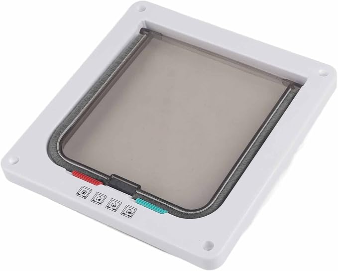 Generic Smart Cat Door 4 Way Lockable Pet Cat Small Dog Flap Door for Pet Care White Small Size S
