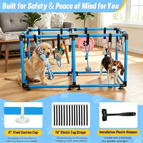 Blue Puppy Play Gym with 12 Hanging Toys (Blue)