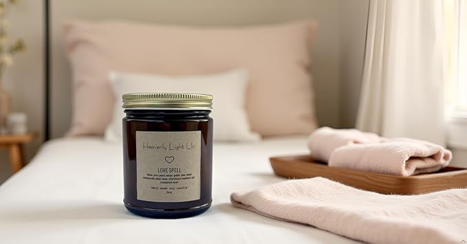 Heavenly Light LLC Love Spell 100% Non-Toxic 9 oz Scented Soy Wax Candles