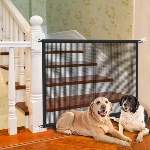 Cupount Dog Screen Mesh Gate for Stairs Pet Gates for The House: for Doorways Stairways Indoor 29 inches Tall, 38 inch Wide, Fits 32-35 inch Openings (Pack of 3)