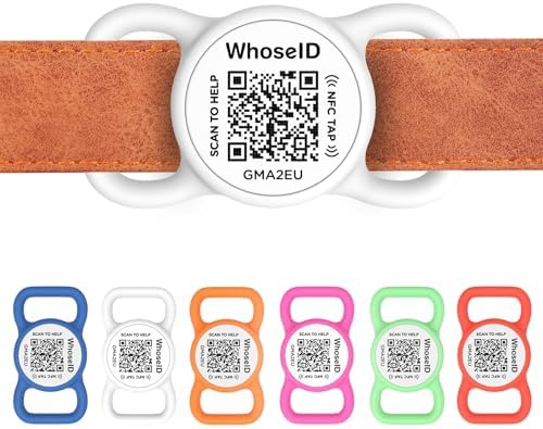QR Code Dog Tag with NFC, Personalized Pet Tag, Silent Silicone Dog ID Tag, Modifiable Pet Online Profile, Multiple Emergency Contact, Scan QR Code Send GPS Location Email (Small, White)