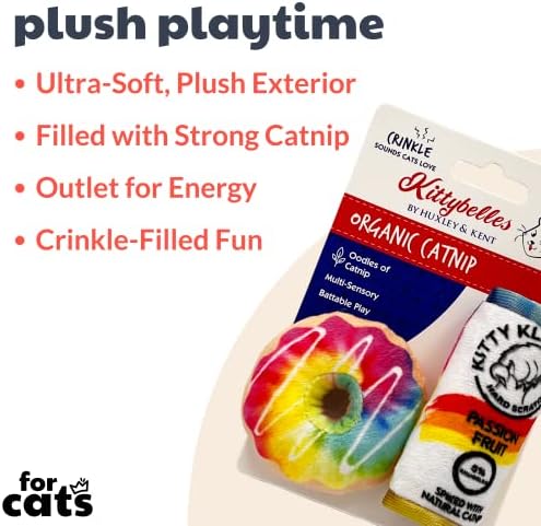 Huxley & Kent Plush Catnip Cat Toy 2pk, Donut & Kitty Klaw Passion Fruit