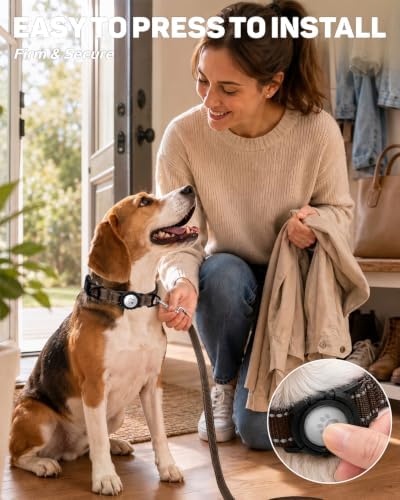 Padded Dog Collar with Waterproof Holder Compatible with Airtag
