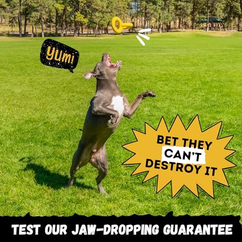 Tug Rings – Indestructible Dog Toy for Aggressive Chewers – Durable Power Chewer Toy – Tough, Heavy Duty Natural Rubber – Safe & Non-Toxic Medium/Large Breed – 6.5in