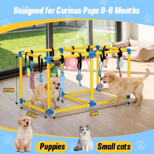 Puppy Play Gym with 12 Hanging Toys (Yollow)
