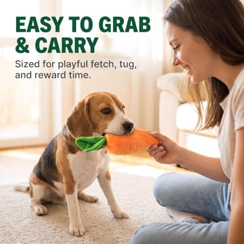 2 Pcs Crinkle Dog Toy for Small, Medium, and Large Breeds, Cute Carrot with Soft Squeaker, Carrot Shape Pet Plush Toy with Sound, Bite-Resistant Soft Comfortable Dog Toys