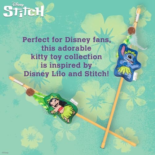 Disney for Pets Lilo and Stitch Feather Wand Teaser Cat Toy, 12 Inch, 2 Pk