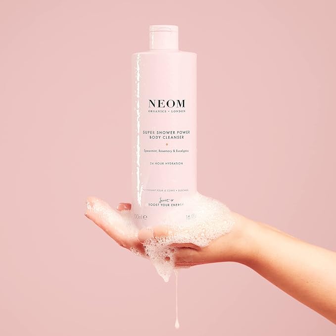 Neom – Super Shower Power Body Cleanser Shower Gel, 500ml | Spearmint, Rosemary & Eucalyptus | Invigorating Fragrance, Hydrating & Nourishing | 100% Natural Fragrance