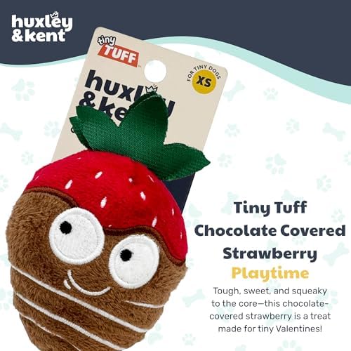 Huxley & Kent Tiny Tuff Plush Dog Toy, Chocolate Covered Strawberry