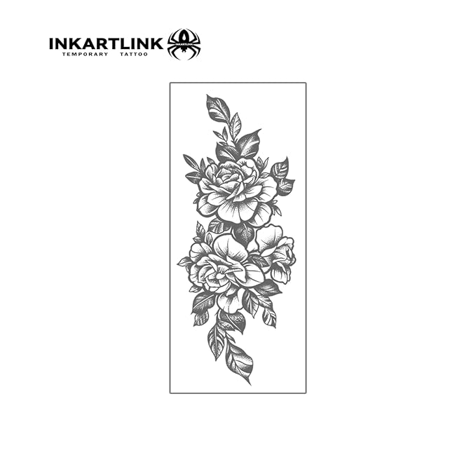INKARTLINK Semi Permanent Tattoos, Flower Temporary Tattoo, Large Tattoo for Women, Party Tattoo, Beautiful and Realistic Design, Cruelty-free, Non-reflective, Waterproof (Blooming Flowers)