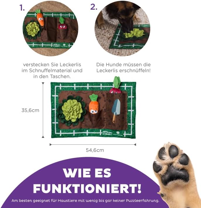 Outward Hound by Nina Ottosson Activity Matz Garden Game Plush Dog Puzzle Mat Dog Enrichment Dog Toy, Level 2 Intermediate, Multicolored