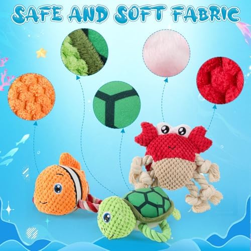 Gemscream 5 Pack Ocean Dog Toys Animal Plush Rope Interactive Tug