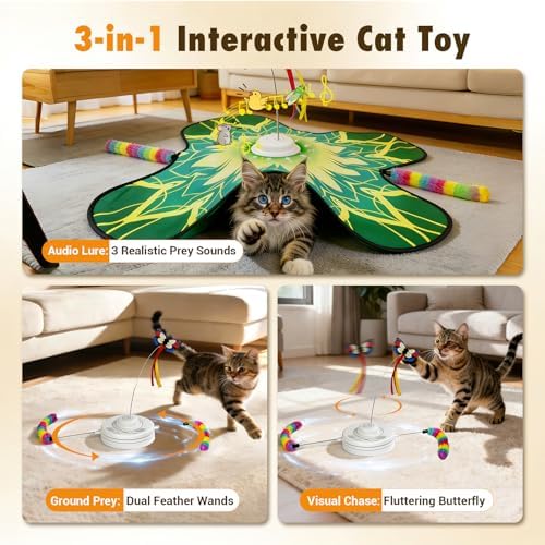 Interactive Indoor Cat Toy, Rechargeable Touch Automatic Hide and Seek Mat