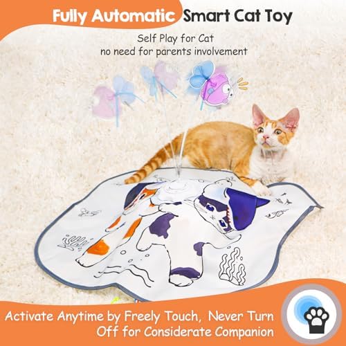 ORSDA Cat Toys for Indoor Cats, 5 in 1 Interactive Automatic Kitten Toys Rechargeable Electric Hide and Seek, Moving Feather, Whack-A-Mole, Spin Flying Teaser Wand Exercise Kicker, Gifts for Cat
