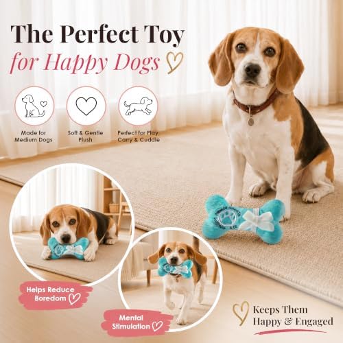 Dog Diggin Designs Sniffany & Co Petite Plush Dog Toy Bone | Luxury-Inspired Parody Designer Bone with Built-in Squeaker, Soft Plush Chew & Play Dog Toy – Prêt-à-Porter Play!