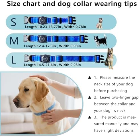 Tracking Collar for Dogs Waterproof Adjustable Air Tag Dog Collar Holder, Comfortable Dog Collars for Small Medium Large Dogs (Blue, L)