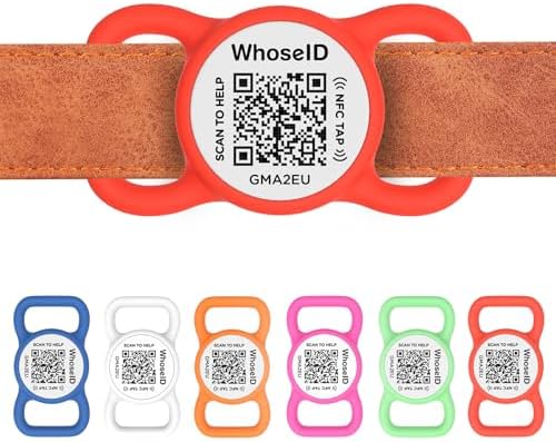 QR Code Dog Tag with NFC, Personalized Pet ID Tag, Silent Silicone Dog ID Tag, Modifiable Pet Online Profile, Multiple Emergency Contact, Scan QR Code Send GPS Location Email (Regular Red)