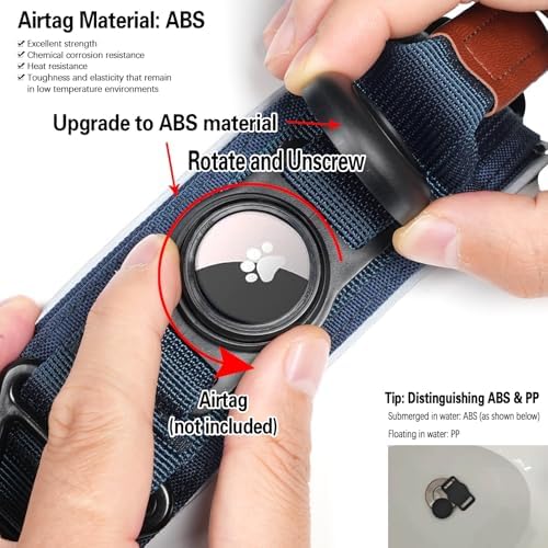 2" Tactical Dog Collar with Airtag Holder & Handle for Medium Dogs (Blue)