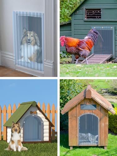 MEWTOGO 13.7in x 4.9ft Door Replacement Flaps for Dog House | Easy to Install & Cut Transparent Vinyl Strip for Doggie/Doggy/Cat Entry Door