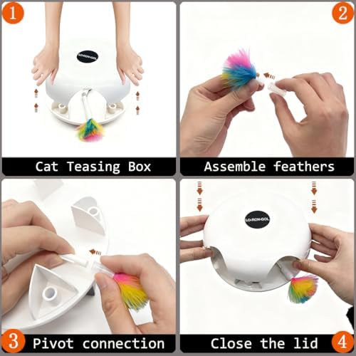 Interactive Whack-a-Mole Cat Toy — Automatic Mushroom Feather Pop-Up Play Toy for Cats, Cognitive Stimulation & Exercise, Durable Pet Entertaining Game (White)
