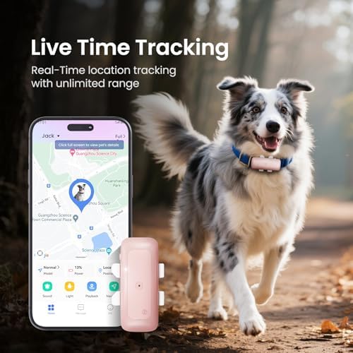 SEEWORLD Cat Tracker GPS Tracker for Dogs Cats Real-Time Location Tracker Virtual Fence 180 Days Location History 4G Dog Tracker for 6.5lbs+ Pets, Subscription Required