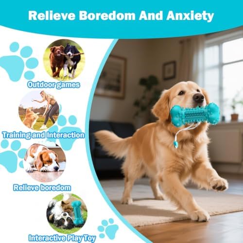 Natural Rubber Bone Dog Chew Toy, Tough Toy for Aggressive Chewers