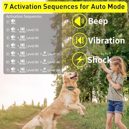 PetJoy Automatic Bark Collar for Dogs - Shock Collar with Remote and Auto Modes, Bark Training Combo - Level 1-5, 3300 Ft Range