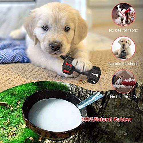 Dog Chew Toys for Aggressive Chewers Indestructible Dog Toys Tough Natural Rubber Dumbbell Toy for Small Medium Large Dogs Large Black