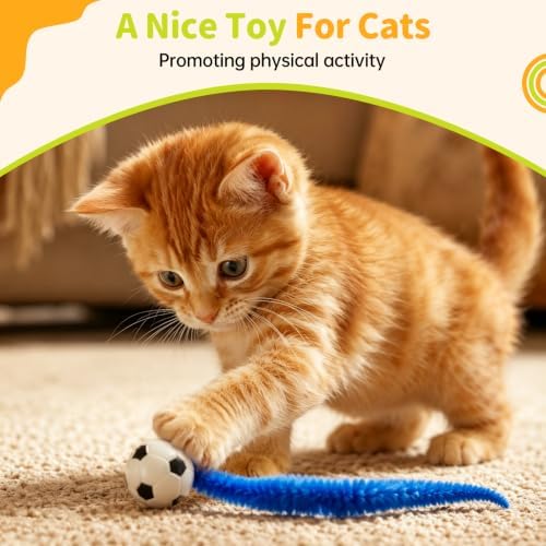 SHENGSEN Bouncy Ball with Tail Cat Toys 3 Pieces