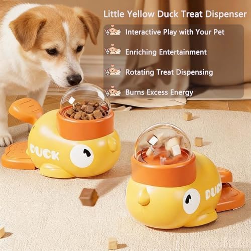 GROZY Duck Treat Dispenser Puzzle Toy, Interactive Slow Feeder for Dogs & Cats, IQ Training & Mental Stimulation, Reduces Bloating & Boredom, Non-Slip Base for Small Medium Pets
