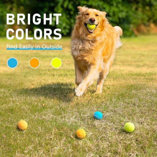 PrimePets Tennis Balls for Dogs 6 Pack 2.5”, Durable Dog Toys for Training, Fetch & Outdoor Play, Squeaky Balls for Dogs Small and Medium with High Bounce, Interactive Pet Fetch Ball