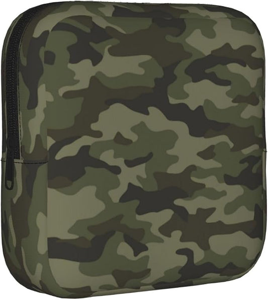 Camo Camouflage Military Brown Green Hunting Period Bag For Women,Portable Sanitary Napkin Period Pad Pouch For Purse, Small Make Up Bags