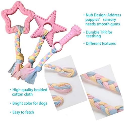 Volacopets Puppy Toys for Teething, Puppy Chew Toys for Small Dogs, Crinkle Dog Toys Small Breed Boredom and stimulating, Dog Toys for Small Dogs, Pink, 5-Pack
