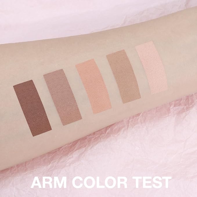 Mini 5-Color Matte Nude Neutral Brown Eyeshadow Palette, Soft Ivory Peach Nude & Mocha Browns, High Pigment Blendable Long-Lasting All Matte Eye Shadow Kit for Daily Natural Makeup & Mature Eyes 1