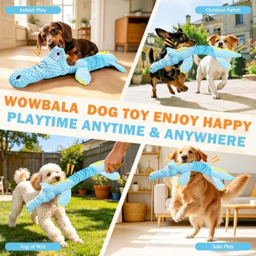 WOWBALA Crocodile Squeaky Dog Toys for Puppy, Small and Medium Breed