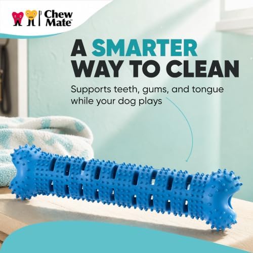 Dog Teeth Cleaning Toy | Treat-Dispensing Dog Dental Chew Toy | Rubber Bristles & Floss Slots Clean Teeth, Gums, Tongue | For Medium/Large Dogs